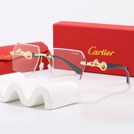 Cartier Frameless Square Sunglasses Leopard Print Decoration Multicolor Gradient Lens Sunglasses Lig