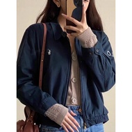 A4LV RL* Old Money Style Workwear Jacket Retro POLO Women's fall jacket with a turn-down collar in a