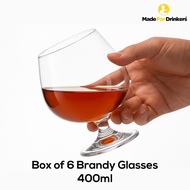 Brandy Glasses - Box of 6 / 400ml / Cognac Brandy / Lead-Free Crystal / Balloon glass brandy snifter