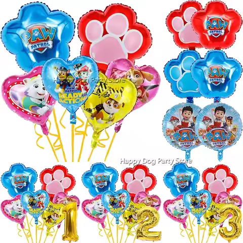 Paw Patrol Number Balloon Kit Party Decoration Supplies Rescue Dog Chase Rubble Aluminum Foil Balloo