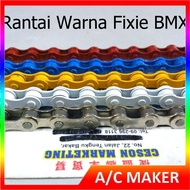Colour Bicycle Chain Rantai Chrome Basikal Warna Fixi BMX 98 Links Quality ll