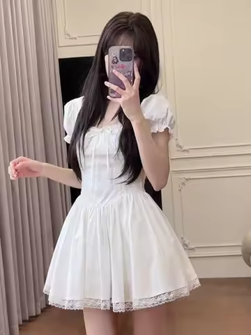 Summer New Sle Women's Tea Break Dr Slimming Waist Princ Ball Gown Skirt Korean Sle Polyester Fiber 