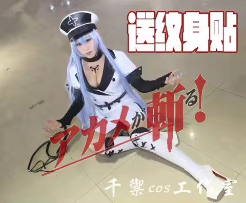 Akame ga KILL! Akame ga membunuh! Esdeath Cosplay costume set dress+hat+scarf+sleeves+socks 11