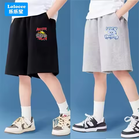 2025 Summer Young Children Boys Shorts Cartoon Monster Truck Kids Sports Shorts 3-14 Years Little Bo