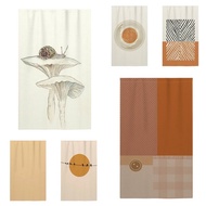 Beige Orange Japanese Door Curtain Noren Pure Color Simple Room Partition Rustic Kitchen Linen Singl