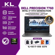 Dell Precision 7760 i7 11Gen 128GB RAM 1TB NVMe SSD RTX A4000 8GB 17" Engineering ACAD Revit Worksta