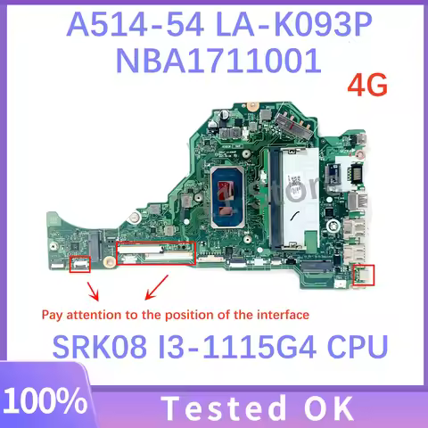 Mainboard FH5AT LA-K093P For Acer Aspire 515-56 A315-58 A514-54 ALaptop Motherboard SRK08 I3-1115G4