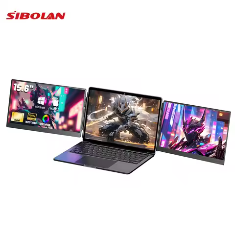 Sibolan 15.6" Dual Screen Portable Monitor 1080P 60Hz Metal Body Type-C Plug Laptop Triple Display E