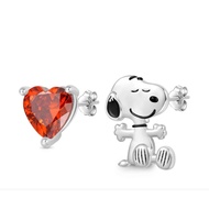 GNOCE Peanuts "Find Your True Love" Snoopy Heart Stud Earrings 925 Sterling Silver Jewellery Gift