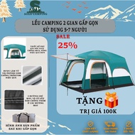 6-8 person tent, 2-room folding camping tent + Free 2m5 insulated mat, Picnic tent, Outdoor folding 