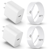 Charger Fast Charging[MFi Certified] 2Pack 20W PD USB C Wall Charger 6&10FT Cable Fasting Charging A