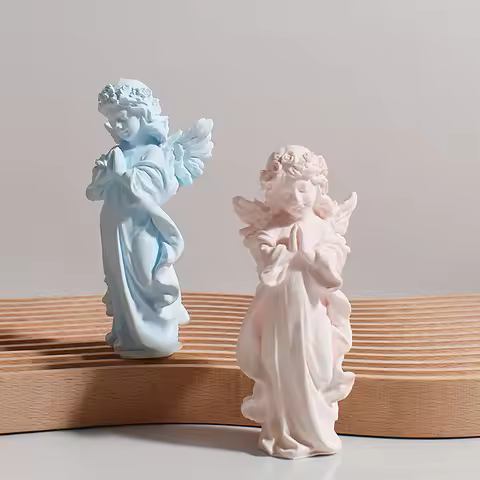 3D Prayer Angel Silicone Molds Scented Candle Plaster Mold Wings Girl Epoxy Resin Gypsum Form Mould 