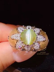 設計新品nice💛🐈！ Cat’s Eye Chrysoberyl Ring！ 2.10ct cat's eye Chrysoberyl  0.93ct diamond, 18k gold aroun