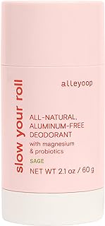 Alleyoop Slow Your Roll All-Natural Deodorant for Women &amp; Men in Sage - Formulated with Magnesium Hydroxide, Probiotics &amp; Coconut Oil – Aluminum-Free, Baking Soda-Free, Cruelty-Free, Vegan