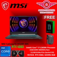 MSI Cyborg 15 A12VF-045 15.6'' FHD 144Hz Gaming Laptop Translucent Black ( I7-12650H, 16GB, 512GB SS