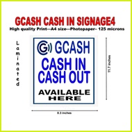 ✿ ◬ ☍ Gcash cash in white signage laminated