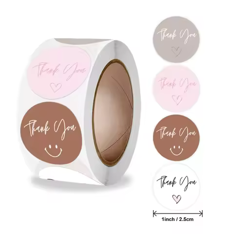 Thank You Stickers Roll 1 inch Waterproof | 500 Labels for Small Business Stickers pink thank you st