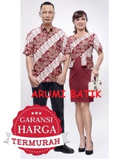 Sarimbit Couple Seragam Pria Wanita Dress Batik 2463 Merah
