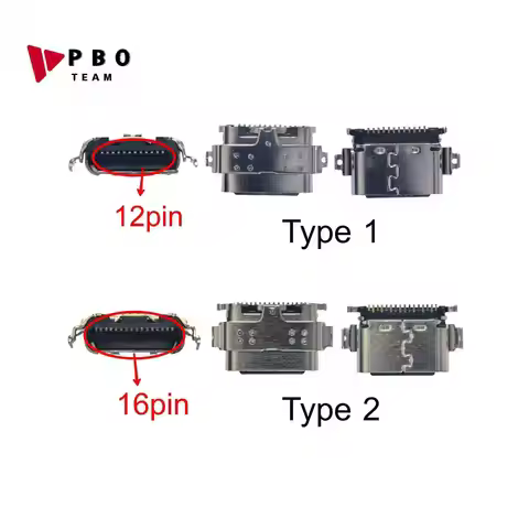 10-20pcs 12pin 16pin Type-C USB Dock Jack Plug Socket Charging Port Connector Replacement For TCL Ta