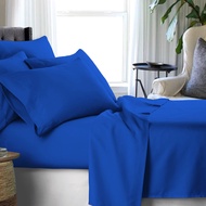 Viano New Solid Collection Bedsheet Set Royal Blue - 100% Combed Cotton | 880TC