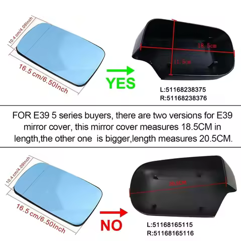Side Wing Mirror Rearview Mirror Glass Heated For -BMW 7 Series E38 1995-2001 5 Series E39 2000-2003