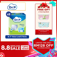 [Bundle of 8] Dr. P Value Level 6 Absorbency Adult Pant M10/ L9/ XL8 - 2x Skin Protection with Quick