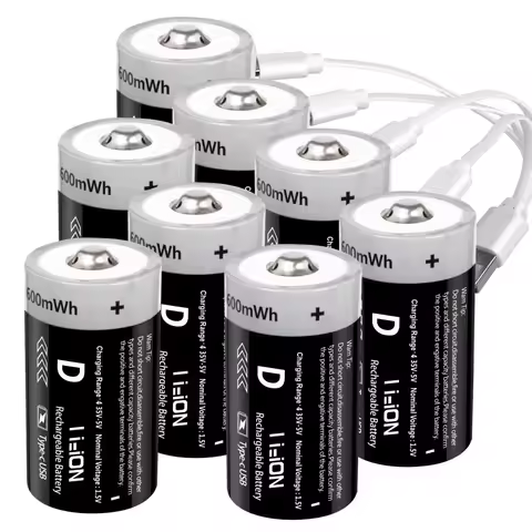 1.5V 5600mW LR20 USB D Size Rechargeable Battery Lithium-ion D-Cell Battery for Gas Cooker Water Hea