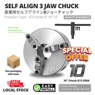 3 Jaw Chuck 10" 13" K11 Self Align 3 Jaw Industrial Clamping Chuck Screw Type Jaw Lathe Milling Clam
