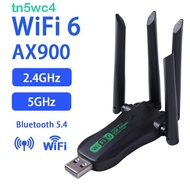 TN5WC4 Dual Band WiFi6 USB Adapter, Bluetooth 5.4 4 Antenna 900Mbps WiFi Dongle, Plug Play AX900 USB