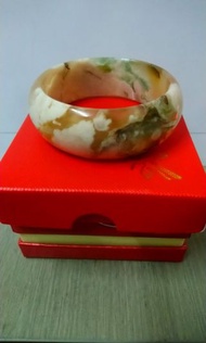 焦糖飄綠飄花櫻花瑪瑙手鐲