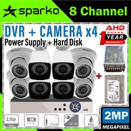 SPARKO 8-CHANNEL CCTV 2MP Full HD 1080P 2.0MP 8CH DVR + Camera + HardDisc + PSU Package Set