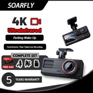 SOARFLY Car Recorder WIFI Night Vision 4K Ultra Dual-Channel Dashcam Vision Dual Lens 24 hour Loop R