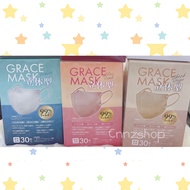 แมส Grace Mask ทรง3D กล่องละ30ชิ้น ยี่ห้อญี่ปุ่นแท้ ฟิลเตอร์กรอง3ชั้น สายรัดแบน ไม่เจ็บหู ผู้ชายก็ใส