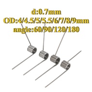 sus304 d:0.7mm,OD:4/4.5/5/5.5/6/7/8/9mm V-shaped spiral torsion spring angle:60/90/120/180 d:egrees(