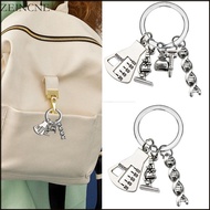 Zein Science Keychain Microscope Chemistry Molecules Key Rings Key Jewelry Metal Texture Suitable fo