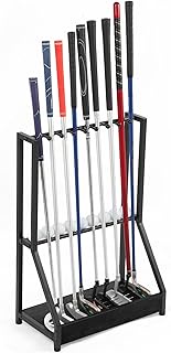 Golf Putter Stand for 9 Clubs & 9 Balls, Solid Wood & Iron Golf Club Rack, Black