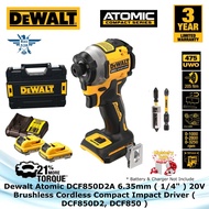 Dewalt Atomic DCF850D2A 6.35mm ( 1/4" ) 20V Brushless Cordless Compact Impact Driver ( DCF850D2, DCF