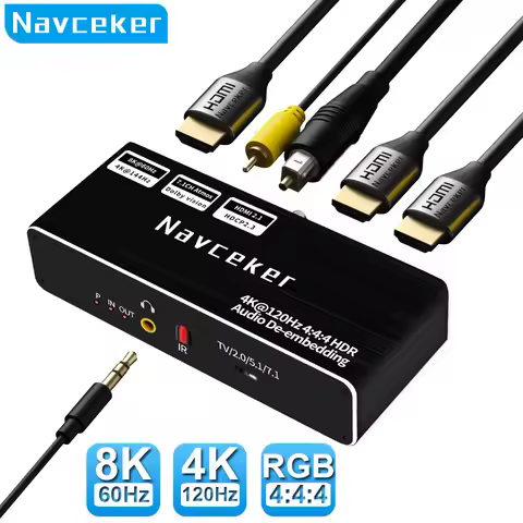 HDMI 2.1 Audio Extractor Converter 4K 120Hz HDMI 2.1 Audio Converter 8K HDMI to HDMI Audio+Video+Dig