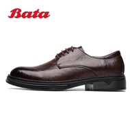 Bata รองเท้าหนังผู้ชายลำลองแบบอังกฤษข้อต่ำรองเท้าหนังรองเท้าบุรุษผูกเชือก