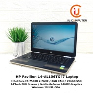 HP PAVILION 14-AI106TX INTEL CORE I7-7500U 8GB RAM 256GB SSD 940MX USED LAPTOP REFURBISHED NOTEBOOK