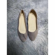 Suede Taupe Pointed Toe Flats