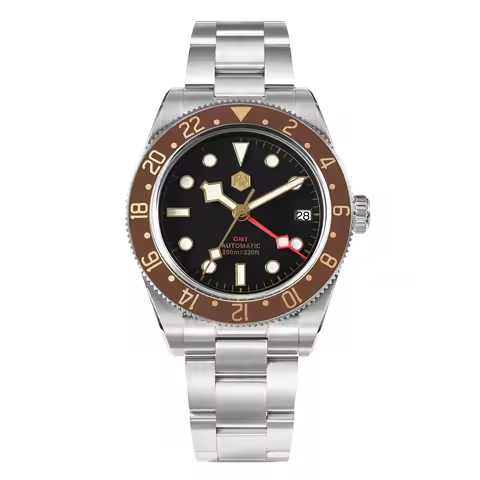 San Martin SN0109 Mechanical Watch Classic Vintage 39mm NH34 GMT Automatic Luxury Men Watch Sapphire