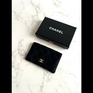 【LA LUNE】稀有Chanel 黑金色絲絹水鑽中夾 錢包 銀包 卡片包 皮革包 中古包