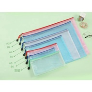 Document Zip File Bag Zipper Pouch Grid Transparent Document Folder Office Stationery A4 A3 B5 & Bil