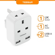 TESSAN 2-Pin Plug Socket Multi Plug Extension Power Socket with USB 3-Pin To 2-Pin Singapore Adapte