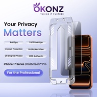 OKONZ Privacy iPhone 17 Pro Max/16 Pro Max/16e/15/14/13/12/11 Series Screen Protector Tempered Glass