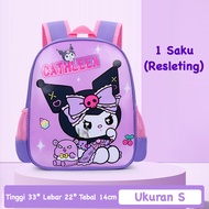 LNR Shop Tas Sekolah Ransel Gendong untuk Anak Perempuan Laki Laki Import Tema Sanrio Kuromi My Melo