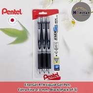 {Pentel } EnerGel RTX Liquid Gel Pen Extra Fine 0.3 mm Black Smooth Writing Fast Dry