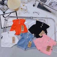 Stylish high-waisted 3-button shorts for girls - QS3C