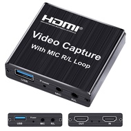 4K HDMI USB Capture Card Video Capture with MIC R/L Loop